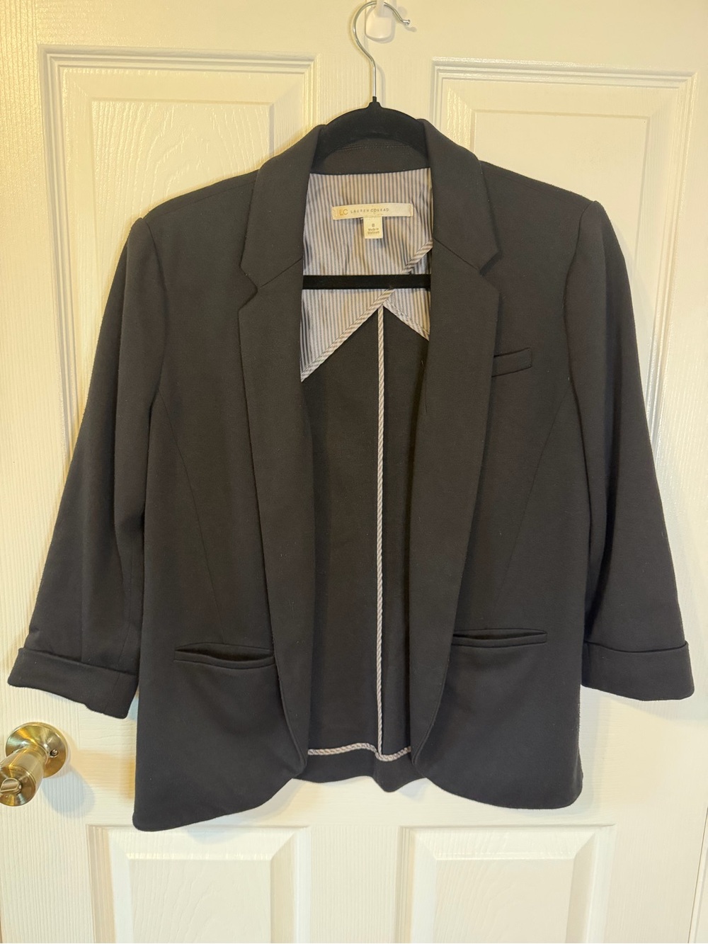 Lauren Conrad Black Open-Front 3/4 Sleeve Blazer Jacket